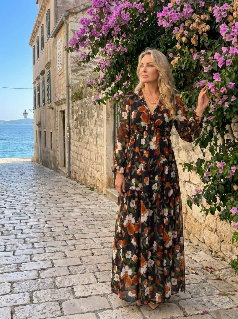 Floral Long Sleeve Maxi Dress