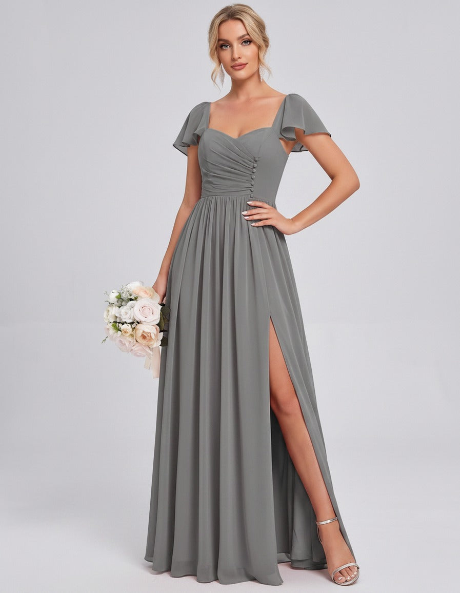 Chiffon Ruched Maxi Dress