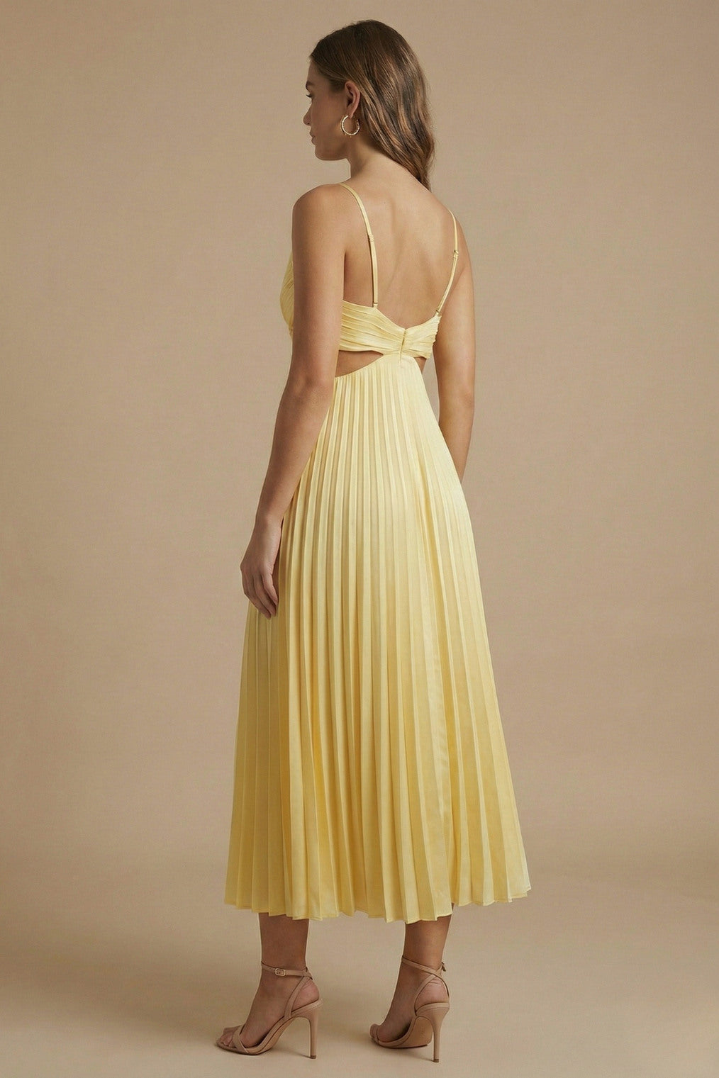 Cutout Pleated Midi Dress