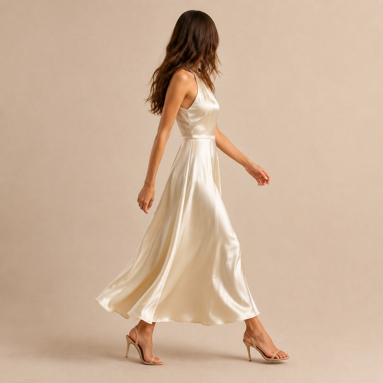 Satin Halter Formal Maxi Dress