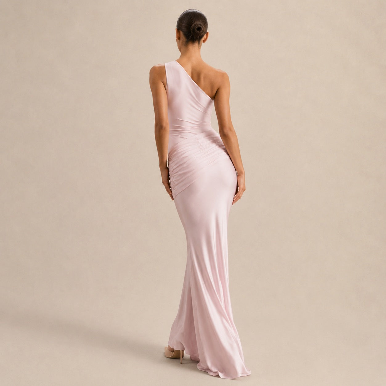 One Shoulder Draped Maxi Dress