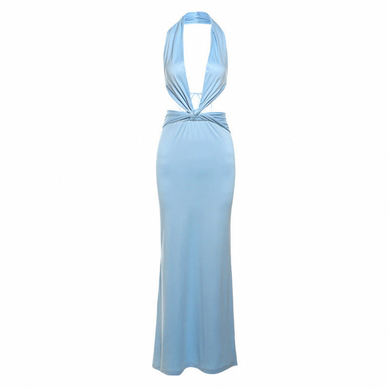 Halter Cutout Twist Maxi Dress