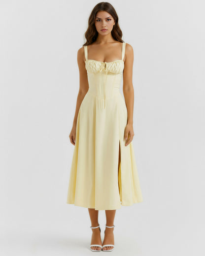 Corset Tie Front Midi Dress