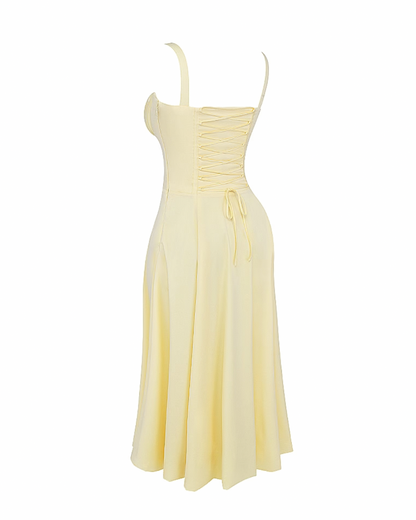 Corset Tie Front Midi Dress