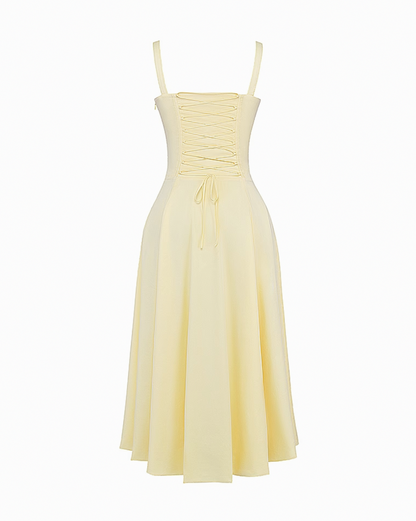 Corset Tie Front Midi Dress