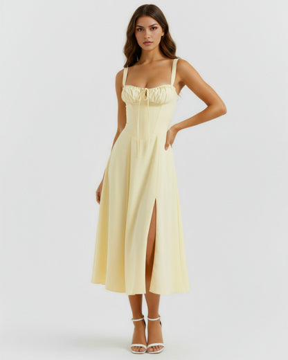 Corset Tie Front Midi Dress