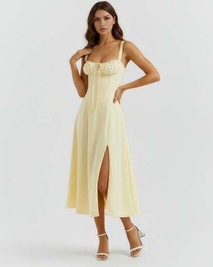 Corset Tie Front Midi Dress