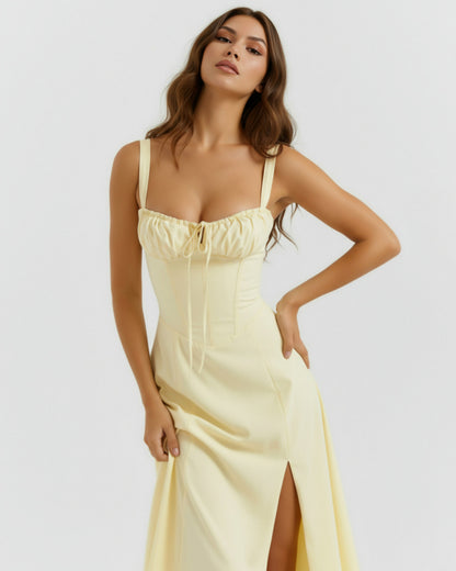 Corset Tie Front Midi Dress