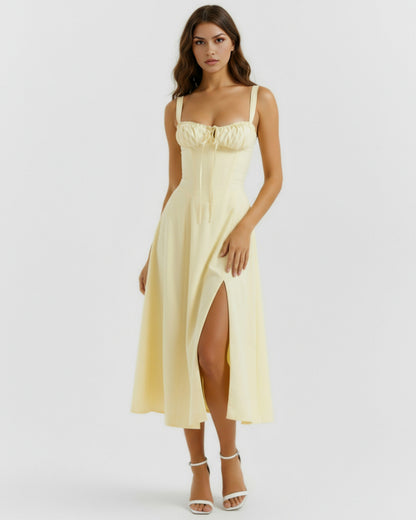 Corset Tie Front Midi Dress