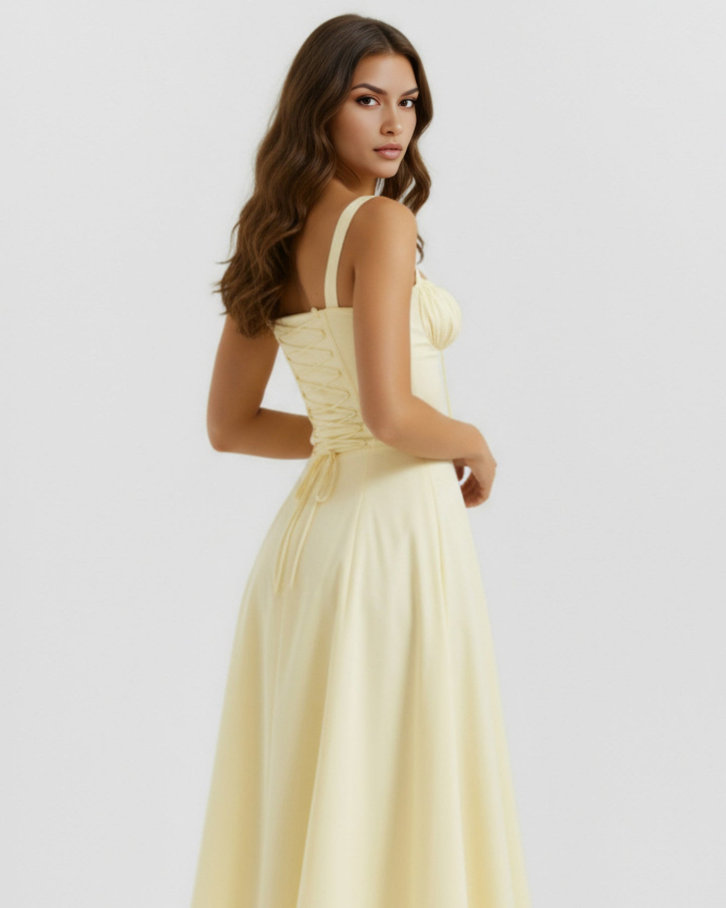 Corset Tie Front Midi Dress