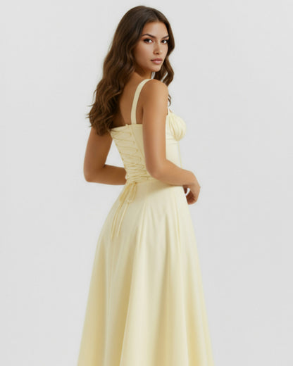 Corset Tie Front Midi Dress