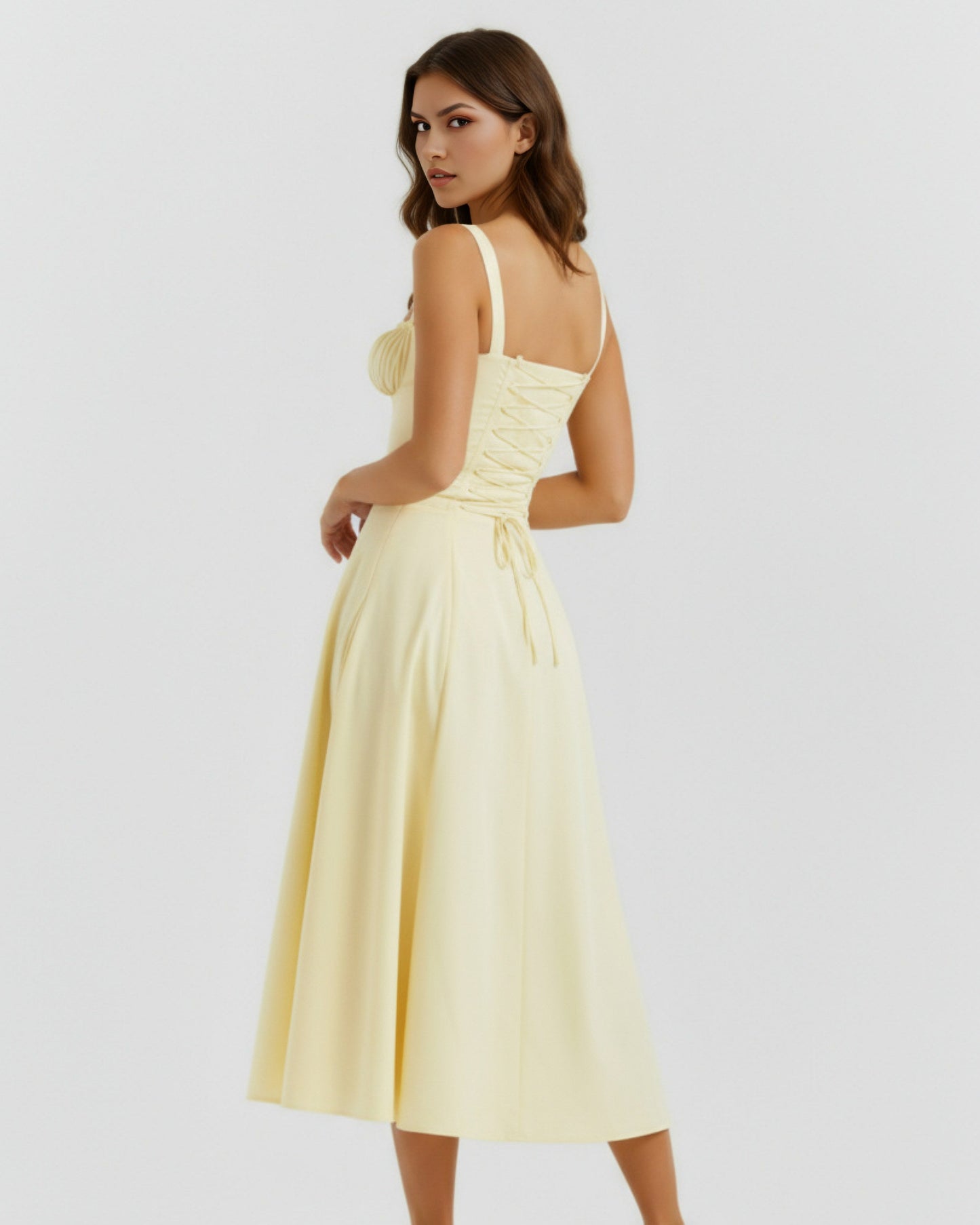 Corset Tie Front Midi Dress