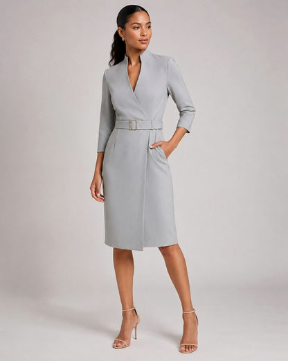 Belted Wrap Midi Dress