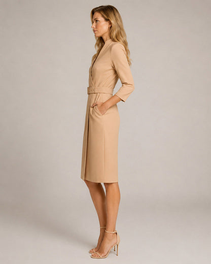 Belted Wrap Midi Dress
