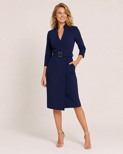 Belted Wrap Midi Dress