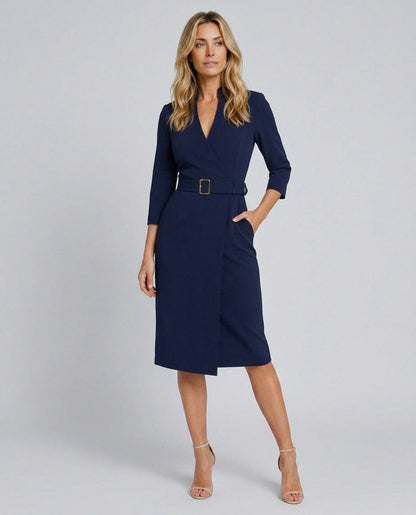 Belted Wrap Midi Dress