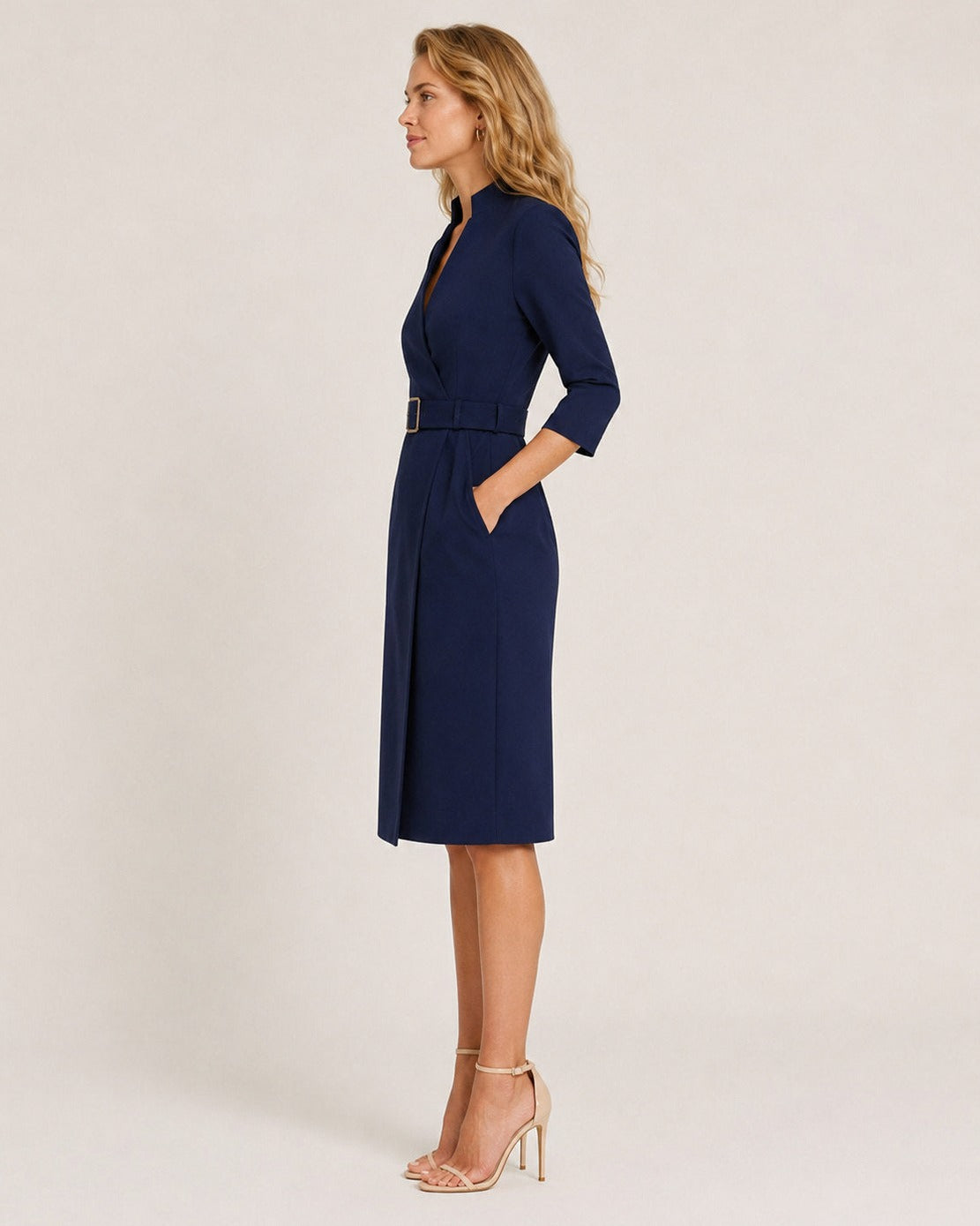 Belted Wrap Midi Dress