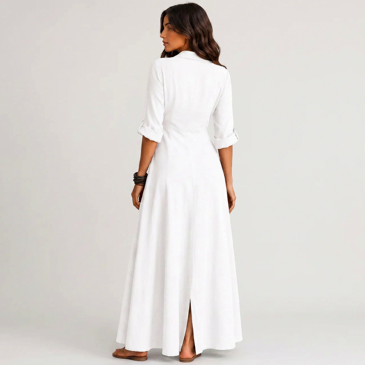 Button Front Maxi Shirt Dress