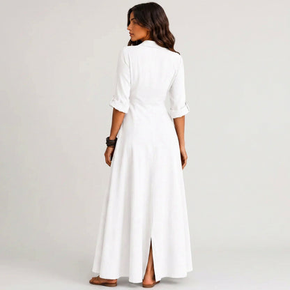 Button Front Maxi Shirt Dress
