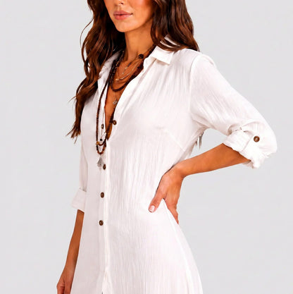 Button Front Maxi Shirt Dress