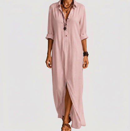 Button Front Maxi Shirt Dress
