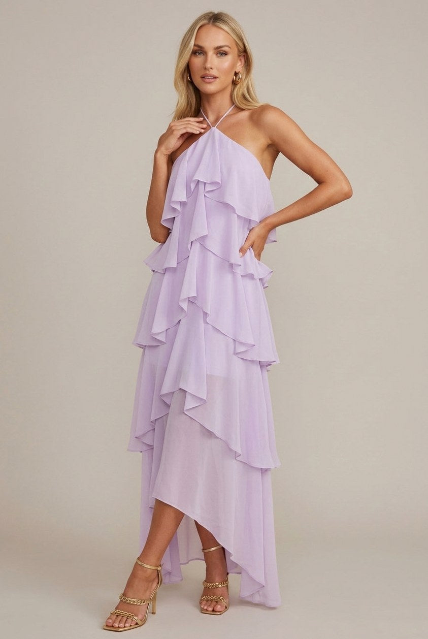 Tiered Halter Maxi Dress