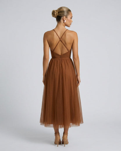 Tulle Corset Formal Midi Dress