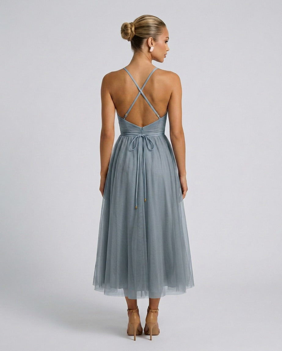 Tulle Corset Formal Midi Dress