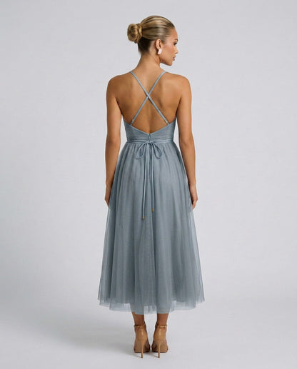 Tulle Corset Formal Midi Dress