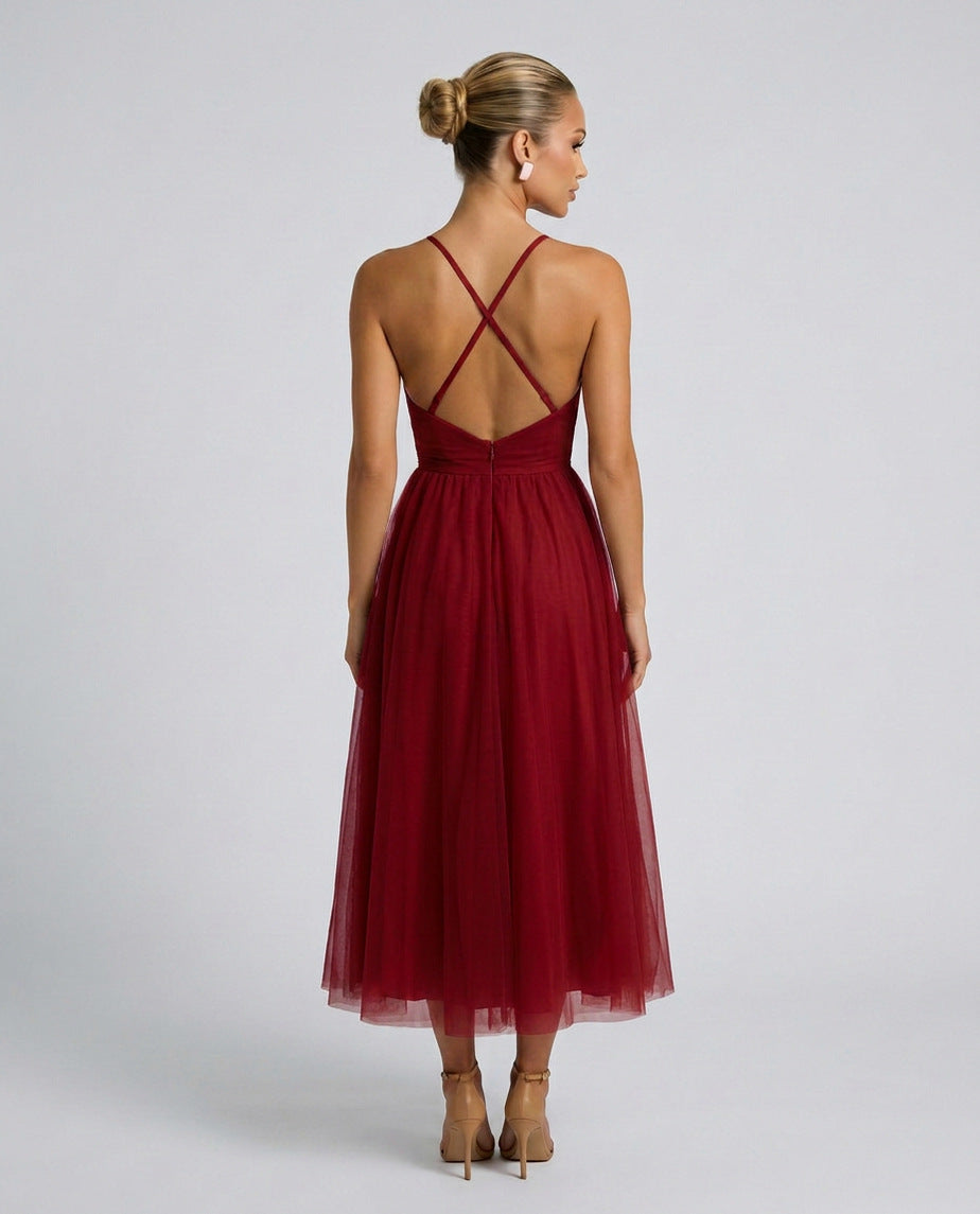 Tulle Corset Formal Midi Dress