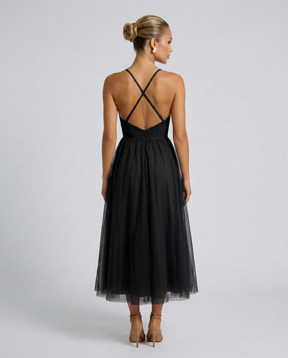 Tulle Corset Formal Midi Dress