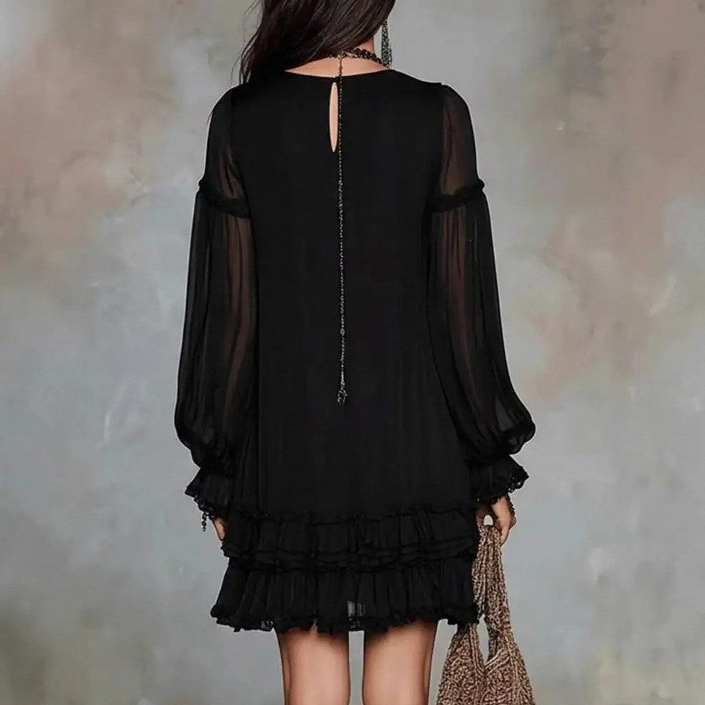 Chiffon Puff Sleeve Mini Dress