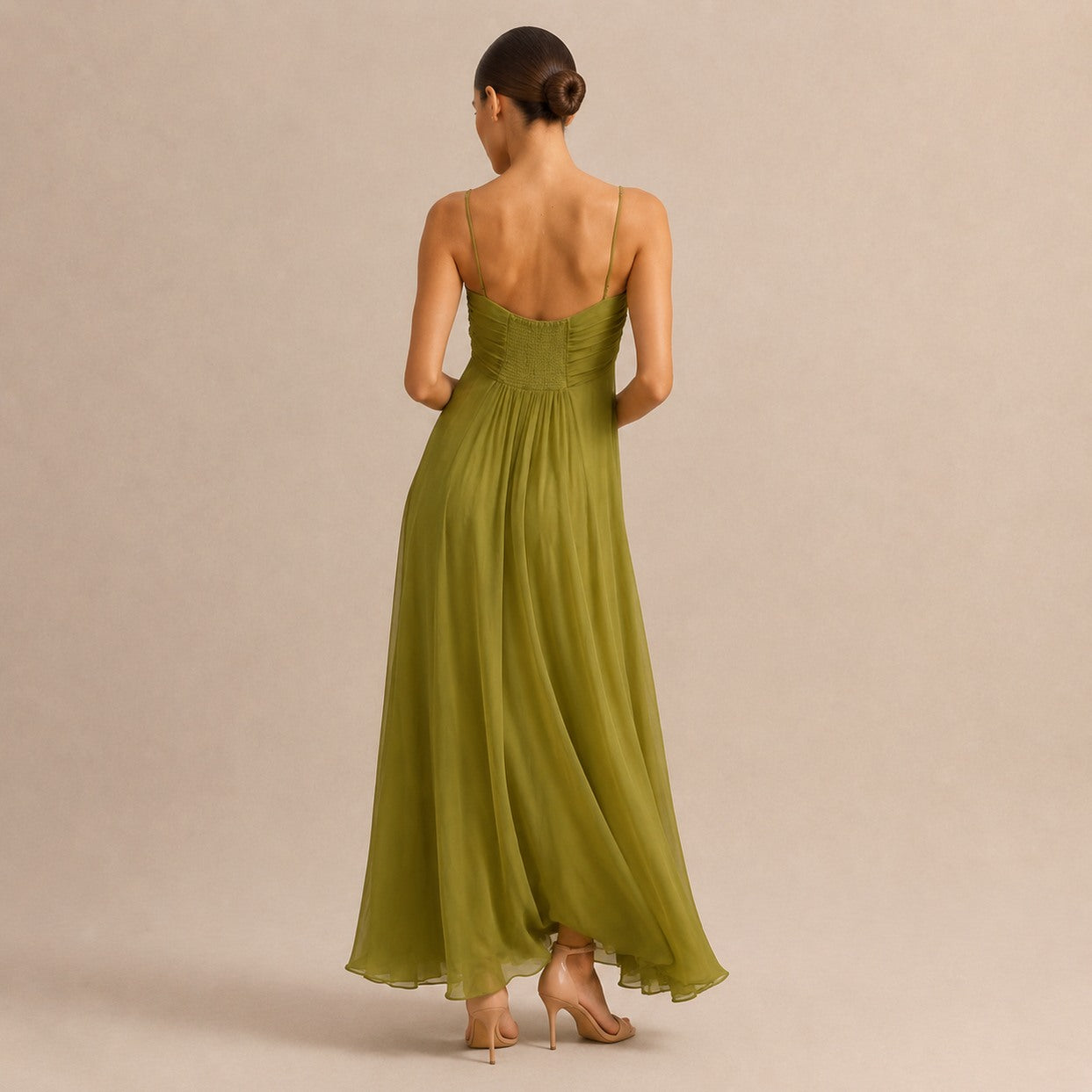 Chiffon Sweetheart Cutout Maxi Dress