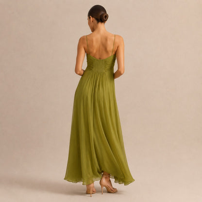 Chiffon Sweetheart Cutout Maxi Dress