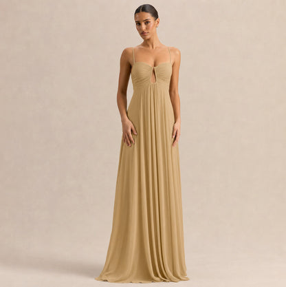 Chiffon Sweetheart Cutout Maxi Dress