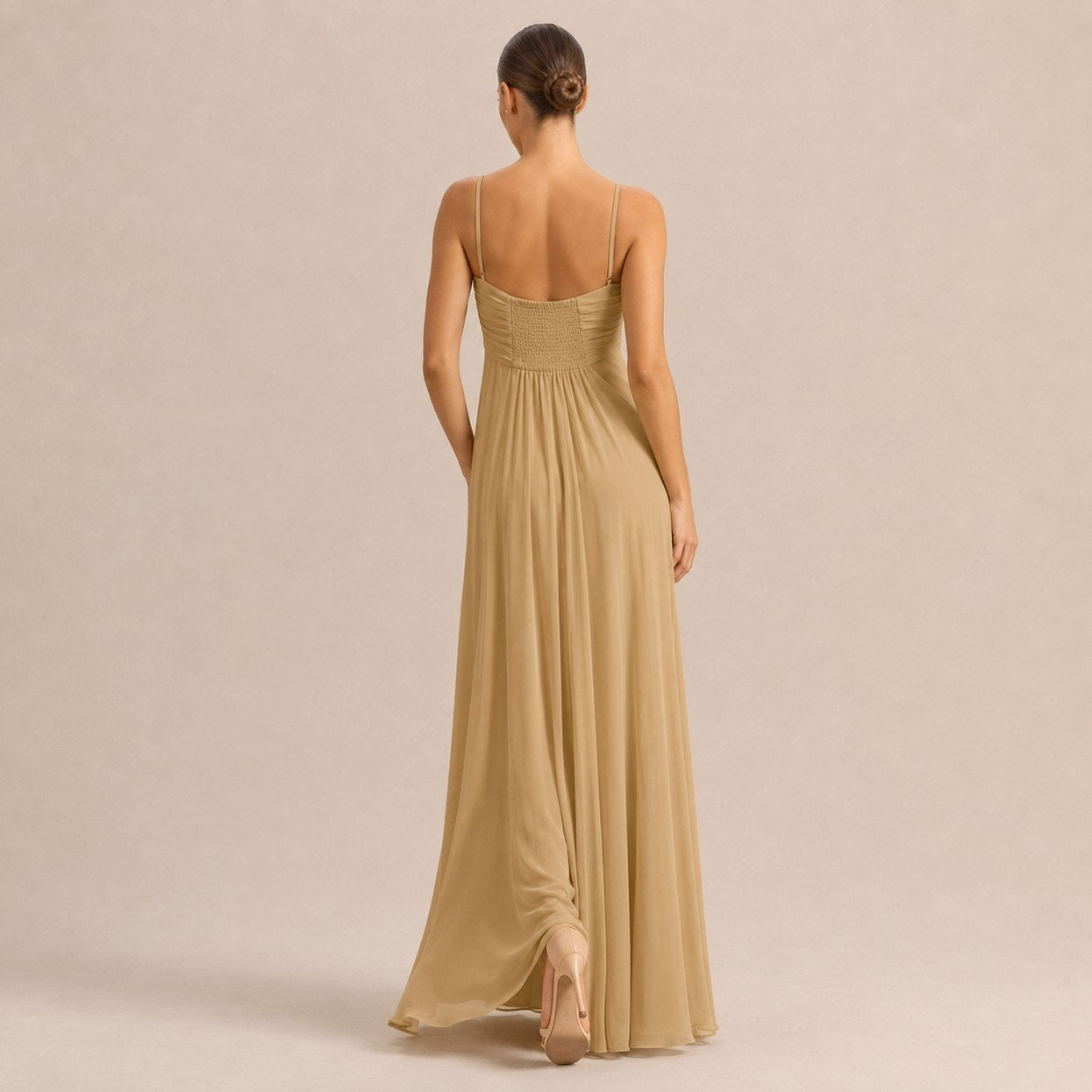 Chiffon Sweetheart Cutout Maxi Dress