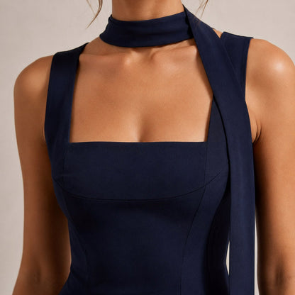 Choker Asymmetrical Maxi Dress