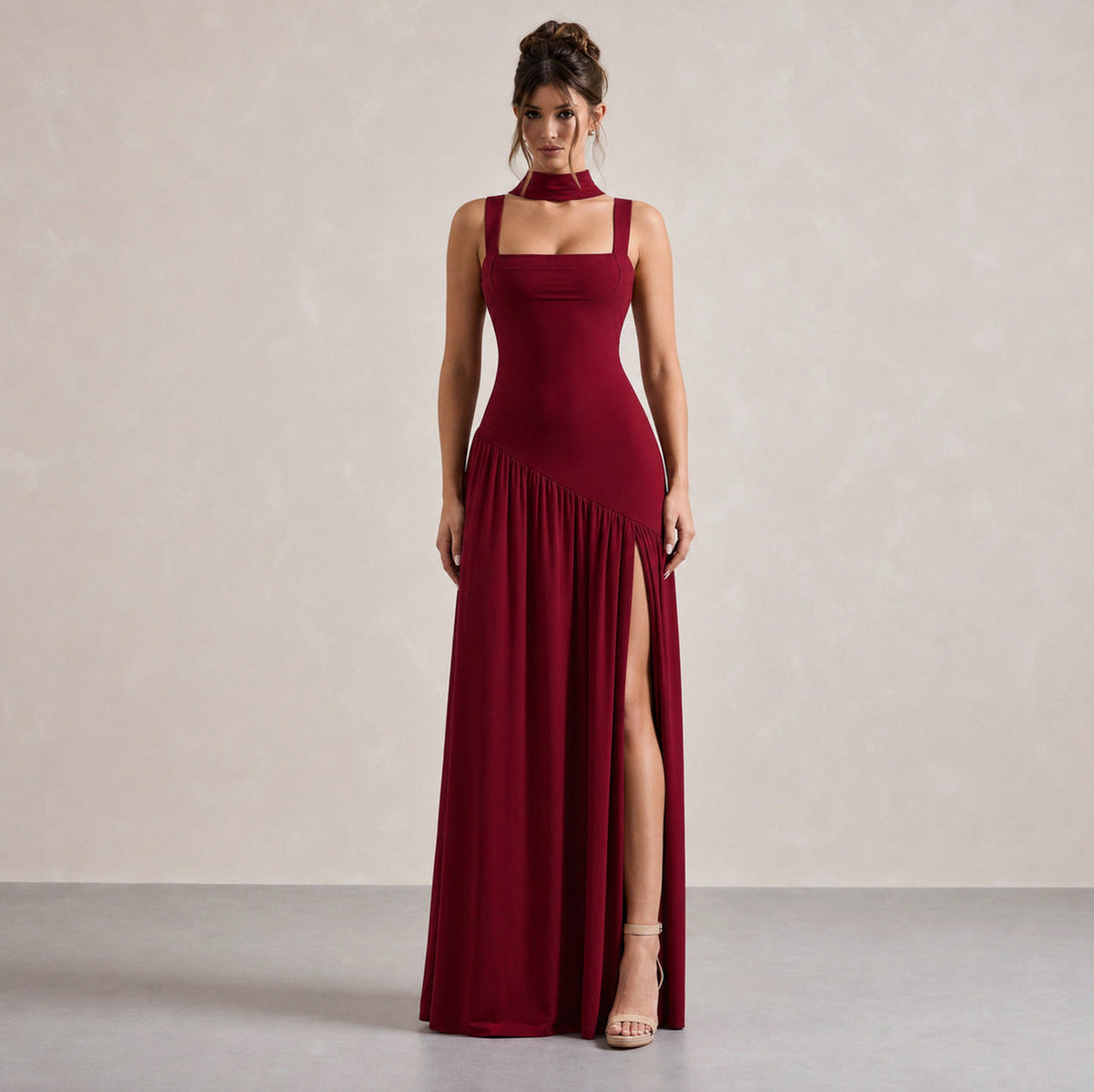 Choker Asymmetrical Maxi Dress