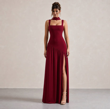 Choker Asymmetrical Maxi Dress