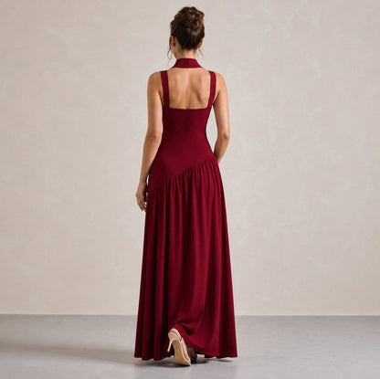 Choker Asymmetrical Maxi Dress