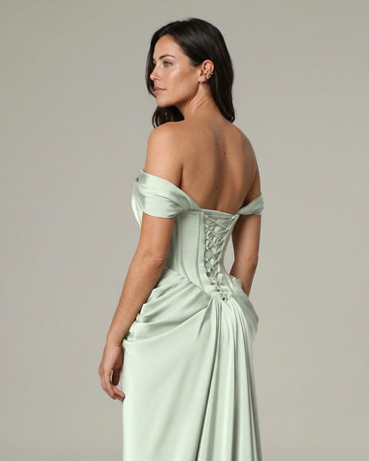 Corset Draped Satin Gown