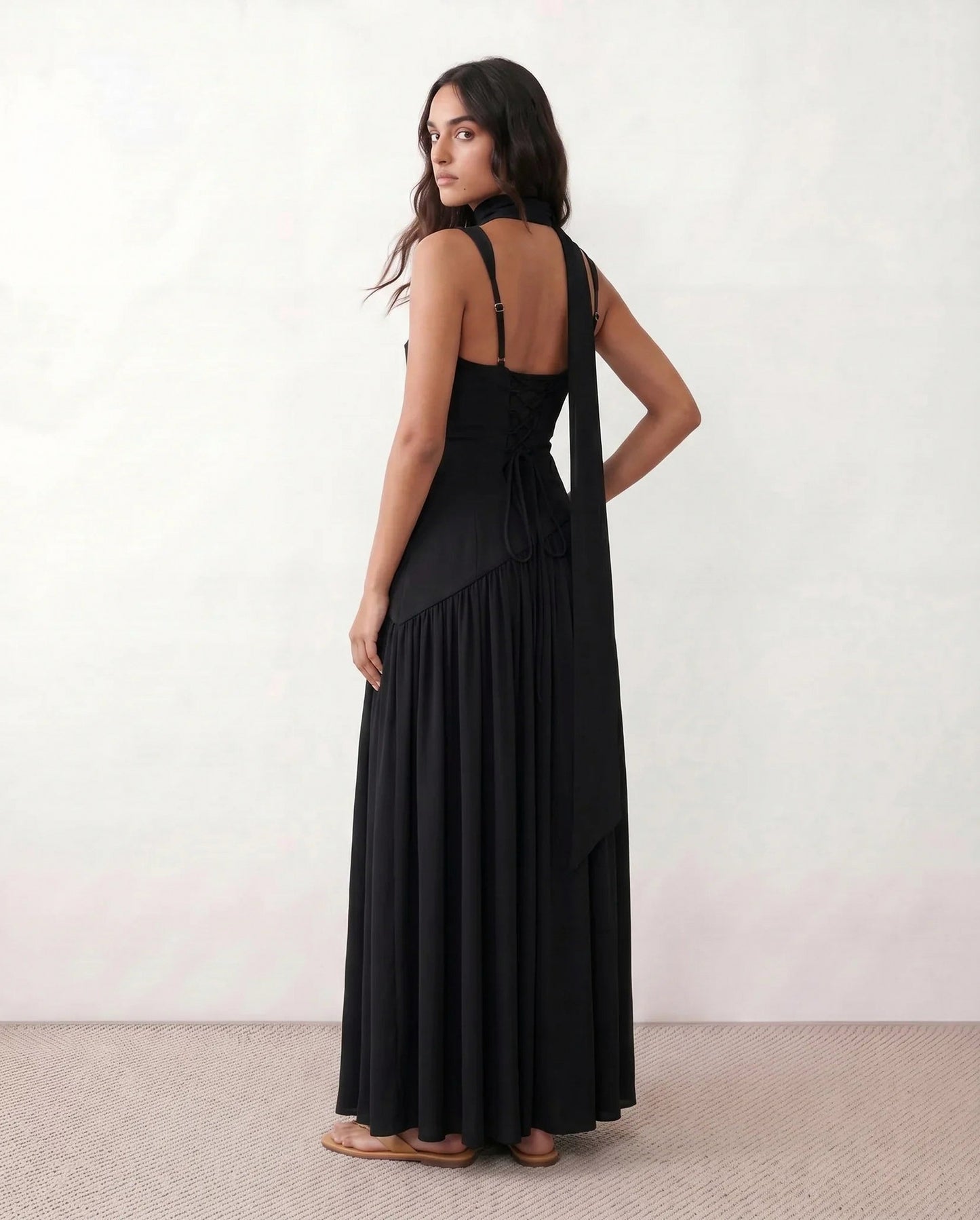 Corset Drop Waist Formal Maxi Dress