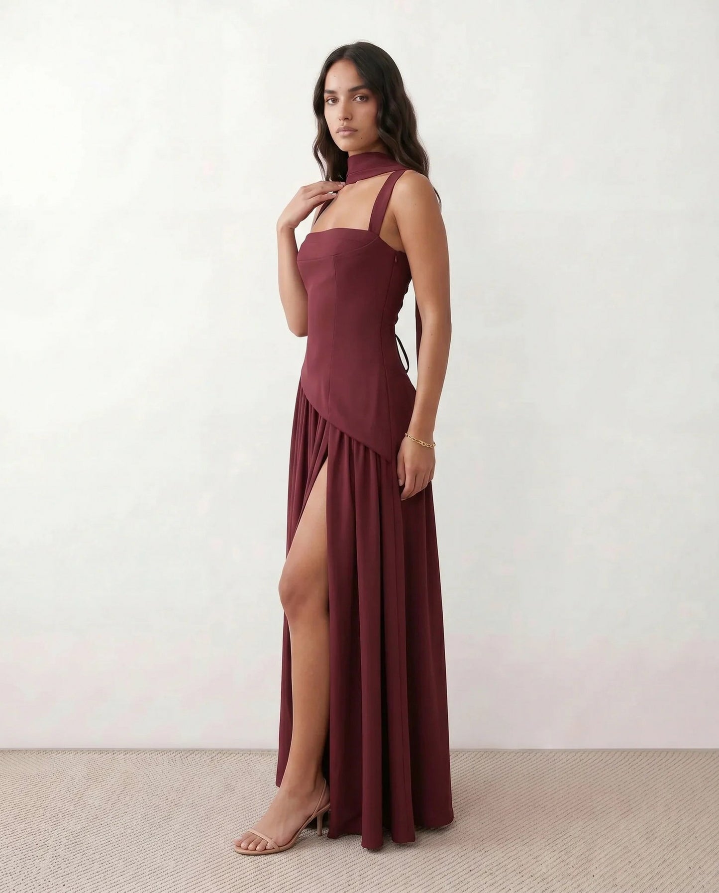 Corset Drop Waist Formal Maxi Dress