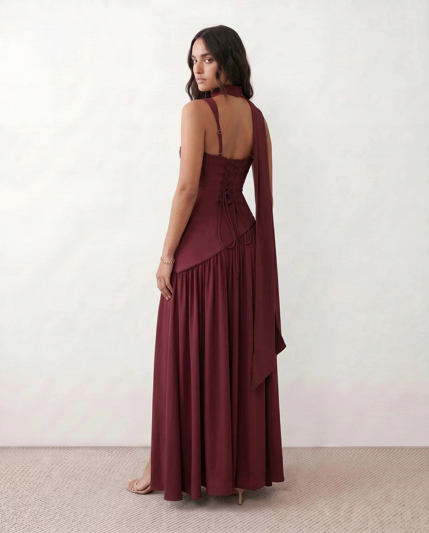 Corset Drop Waist Formal Maxi Dress