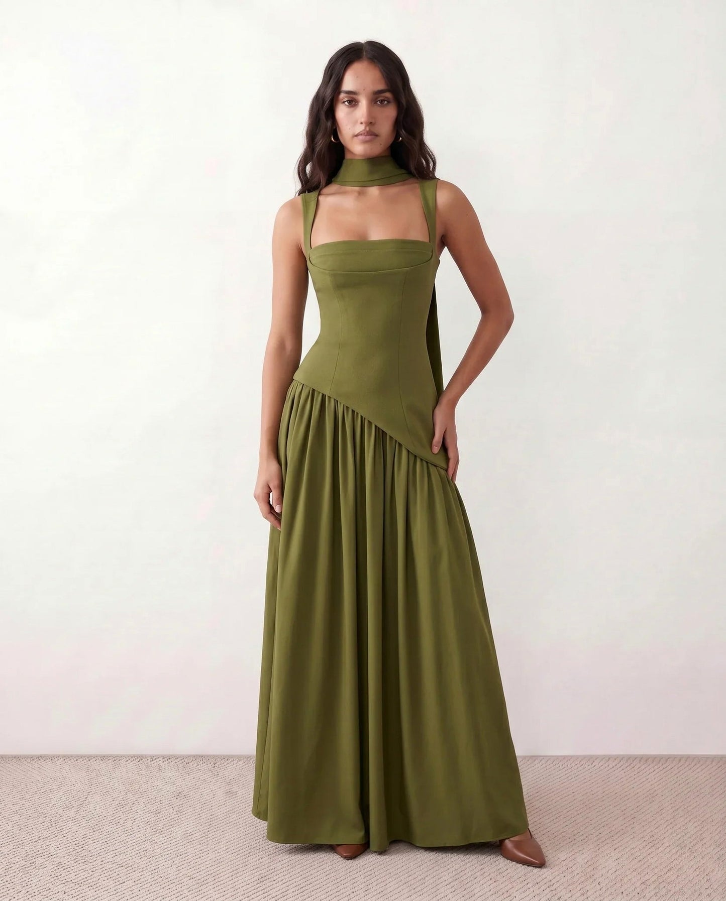 Corset Drop Waist Formal Maxi Dress