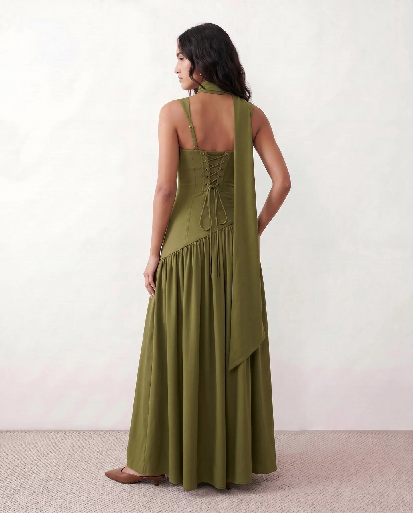 Corset Drop Waist Formal Maxi Dress