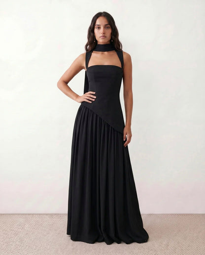 Corset Drop Waist Formal Maxi Dress