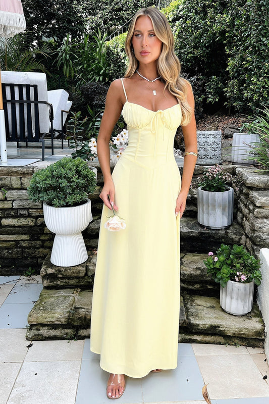 Corset Sweetheart Ruched Maxi Dress