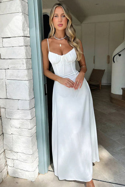 Corset Sweetheart Ruched Maxi Dress