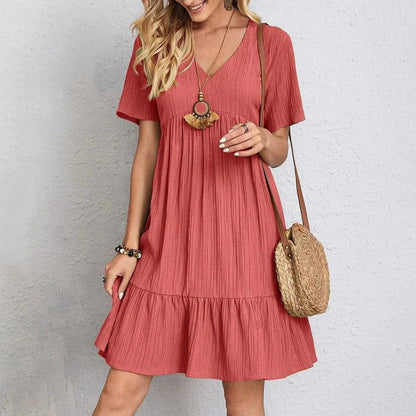 Crinkle Gauze V-Neck Dress